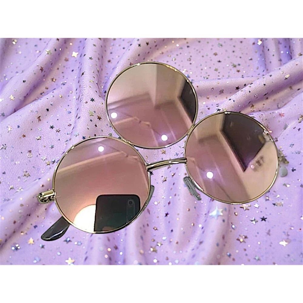 New Pink Third Eye Round Sunglasses Trippy‎ Rave Festival EDC Reflective Round